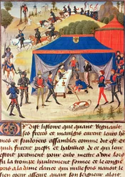 Renaud de Montauban und Karl der Große (742-814), aus dem Renaud de Montauban Zyklus